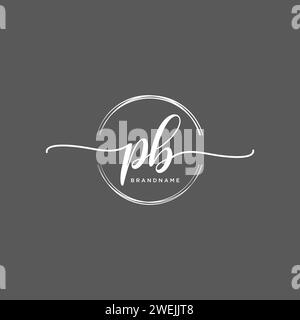 PB Initial handwriting logo with circle Stock Vector