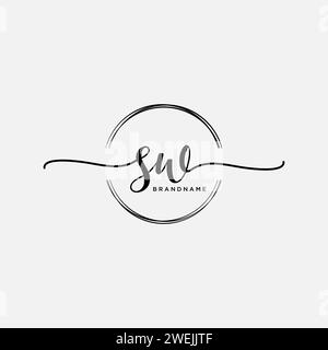 SW Initial handwriting logo with circle Stock Vector