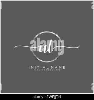 UT Initial handwriting logo with circle Stock Vector