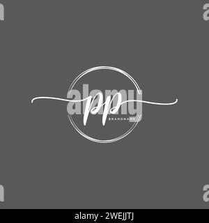 PP Initial handwriting logo with circle Stock Vector
