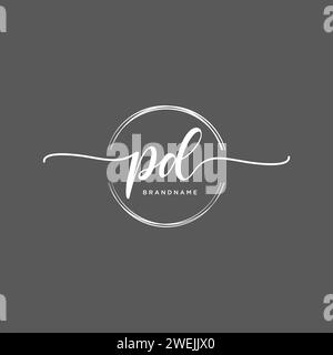 PD Initial handwriting logo with circle Stock Vector