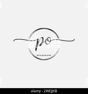PO Initial handwriting logo with circle Stock Vector