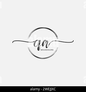 QA Initial handwriting logo with circle Stock Vector