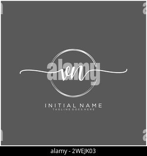 VN Initial handwriting logo with circle Stock Vector