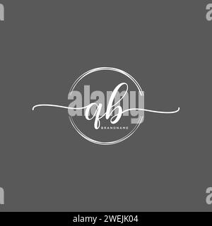 QB Initial handwriting logo with circle Stock Vector