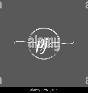 PJ Initial handwriting logo with circle Stock Vector