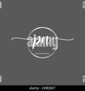 PN Initial handwriting logo with circle Stock Vector