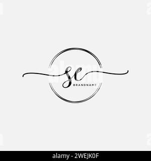 SE Initial handwriting logo with circle Stock Vector