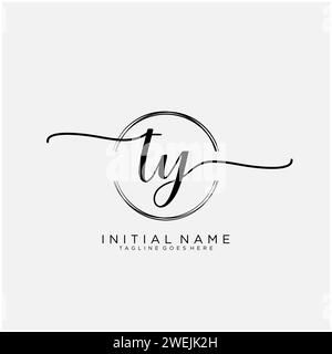 TY Initial handwriting logo with circle Stock Vector