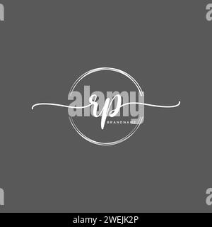 RP Initial handwriting logo with circle Stock Vector
