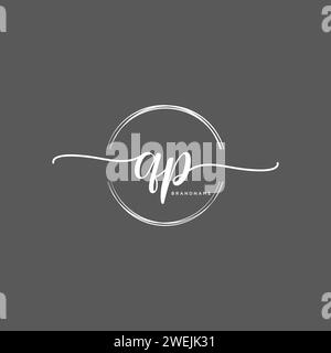 QP Initial handwriting logo with circle Stock Vector