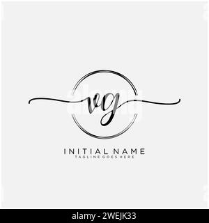VG Initial handwriting logo with circle Stock Vector