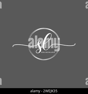 SL Initial handwriting logo with circle Stock Vector