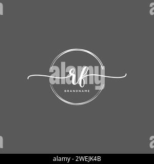 RF Initial handwriting logo with circle Stock Vector