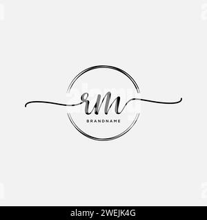 RM Initial handwriting logo with circle Stock Vector