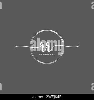 RR Initial handwriting logo with circle Stock Vector