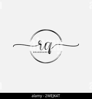RQ Initial handwriting logo with circle Stock Vector