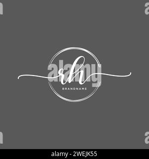 RH Initial handwriting logo with circle Stock Vector
