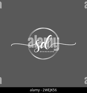 SD Initial handwriting logo with circle Stock Vector