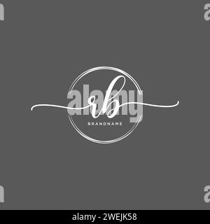 RB Initial handwriting logo with circle Stock Vector
