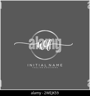 WF Initial handwriting logo with circle Stock Vector