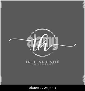 TH Initial handwriting logo with circle Stock Vector