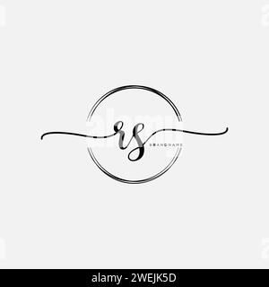 RS Initial handwriting logo with circle Stock Vector