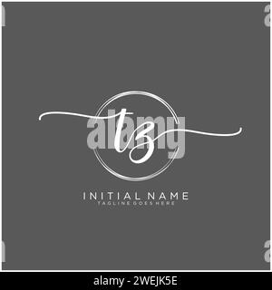 TZ Initial handwriting logo with circle Stock Vector