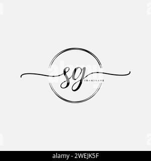 SG Initial handwriting logo with circle Stock Vector