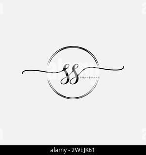 SS Initial handwriting logo with circle Stock Vector
