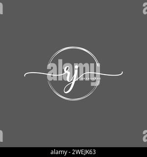 RJ Initial handwriting logo with circle Stock Vector