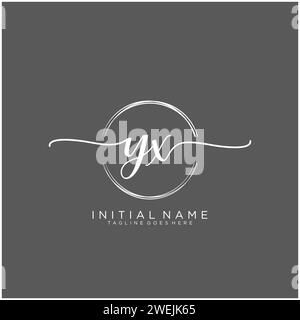 YX Initial handwriting logo with circle Stock Vector