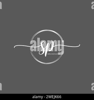 SP Initial handwriting logo with circle Stock Vector