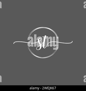 ST Initial handwriting logo with circle Stock Vector