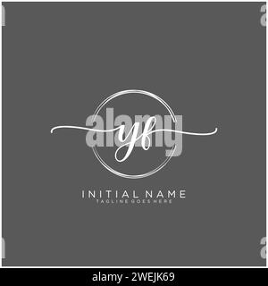 YF Initial handwriting logo with circle Stock Vector