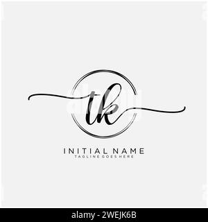 TK Initial handwriting logo with circle Stock Vector