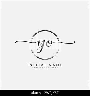 YO Initial handwriting logo with circle Stock Vector