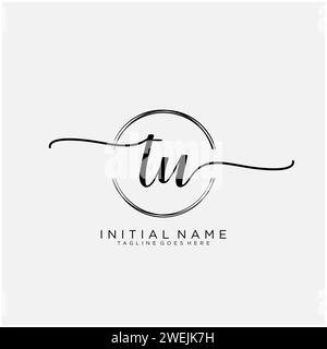 TU Initial handwriting logo with circle Stock Vector