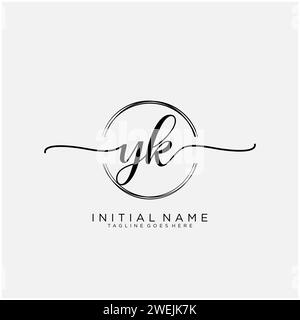 YK Initial handwriting logo with circle Stock Vector