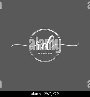 RD Initial handwriting logo with circle Stock Vector