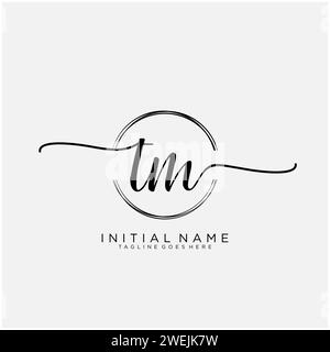 TM Initial handwriting logo with circle Stock Vector