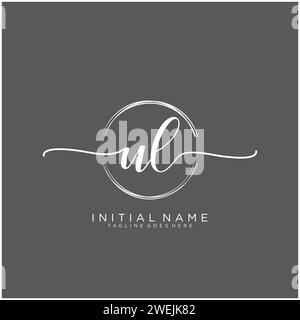 UL Initial handwriting logo with circle Stock Vector