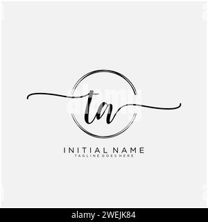 TA Initial handwriting logo with circle Stock Vector