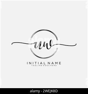 UW Initial handwriting logo with circle Stock Vector