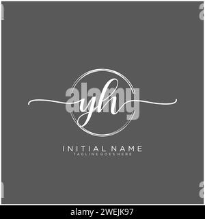 YH Initial handwriting logo with circle Stock Vector