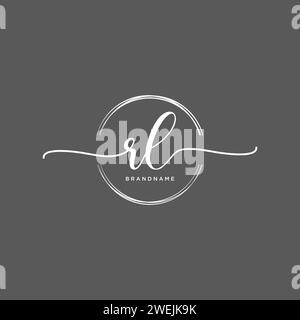 RL Initial handwriting logo with circle Stock Vector