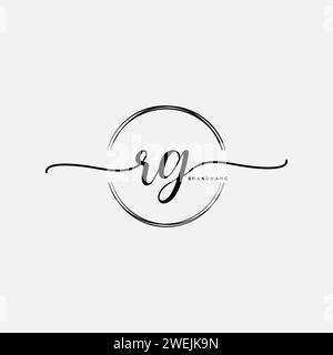 RG Initial handwriting logo with circle Stock Vector