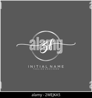 ZF Initial handwriting logo with circle Stock Vector