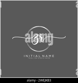 ZR Initial handwriting logo with circle Stock Vector