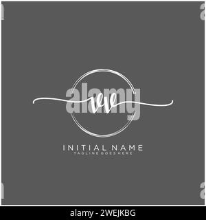 VV Initial handwriting logo with circle Stock Vector